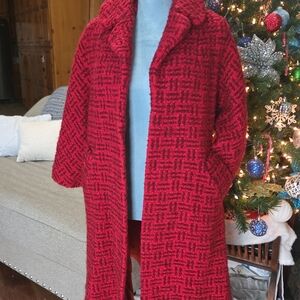 Women's Red Textured Coat